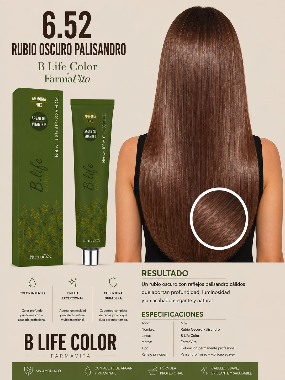 6.52 Rubio Oscuro Palisandro – B Life Color FarmaVita