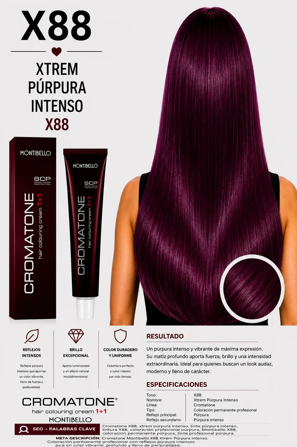 Cromatone Montibello X88 Xtrem Púrpura Intenso | Tinte Profesional