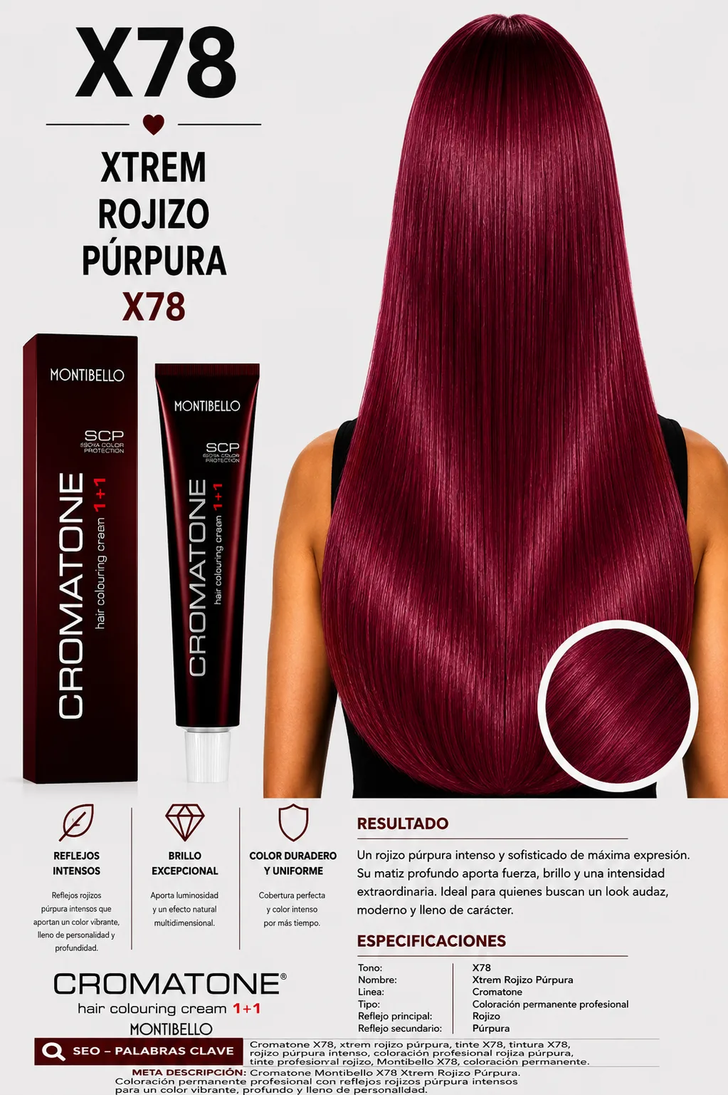 Cromatone Montibello X78 Xtrem Rojizo Púrpura | Tinte Profesional