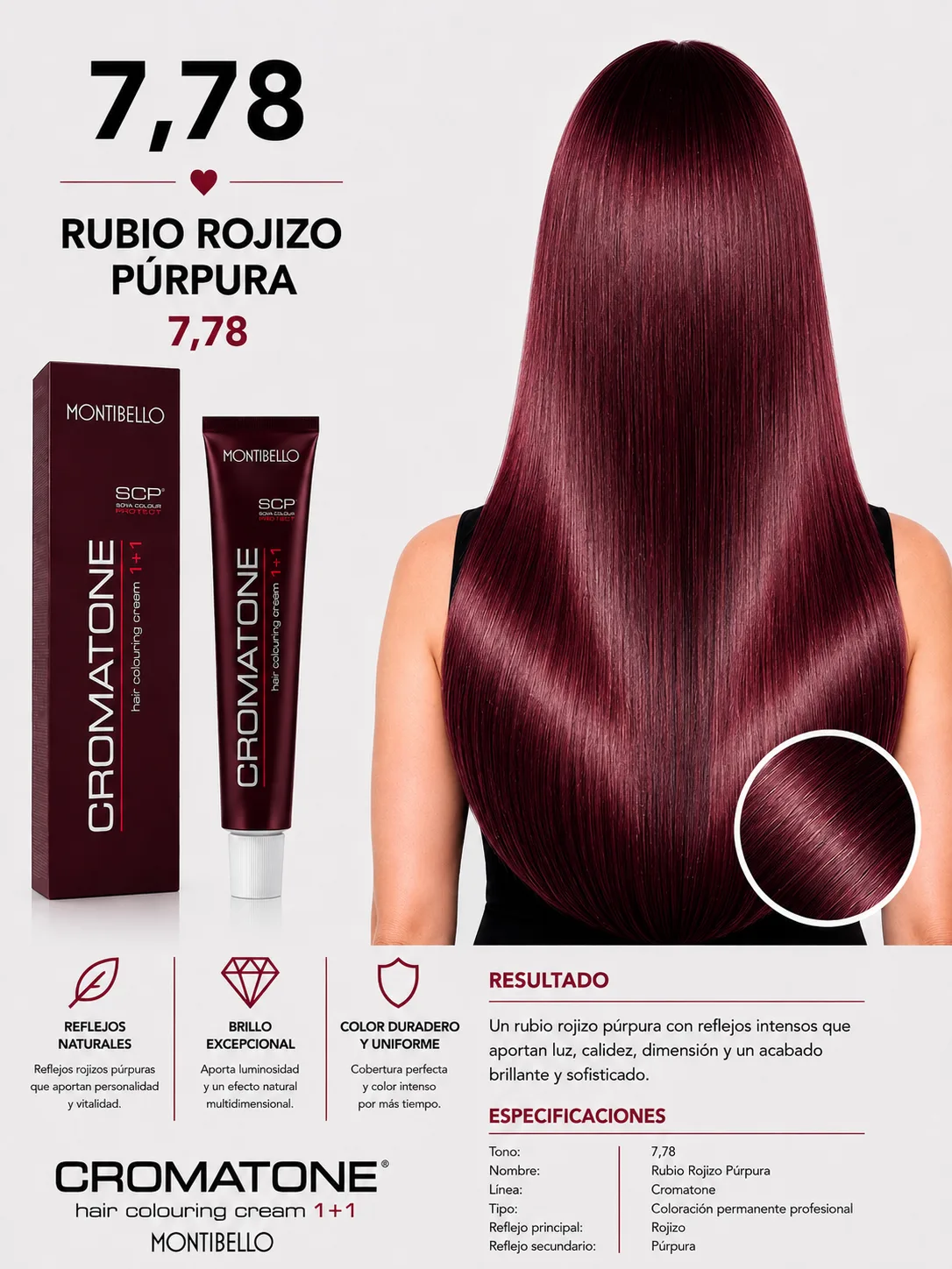 Cromatone Montibello 7.78 Rubio Rojizo Púrpura