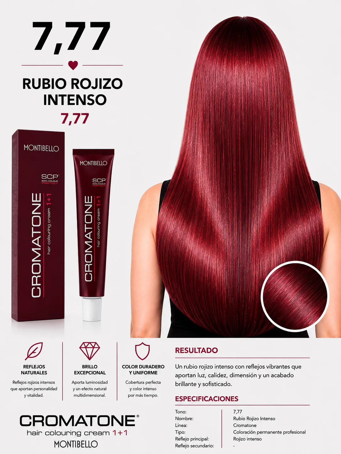 Cromatone Montibello 7.77 Rubio Rojizo Intenso
