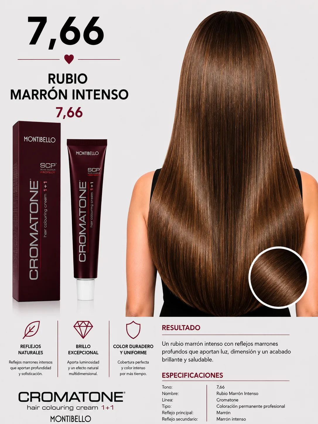 Cromatone Montibello 7.66 Rubio Marrón Intenso