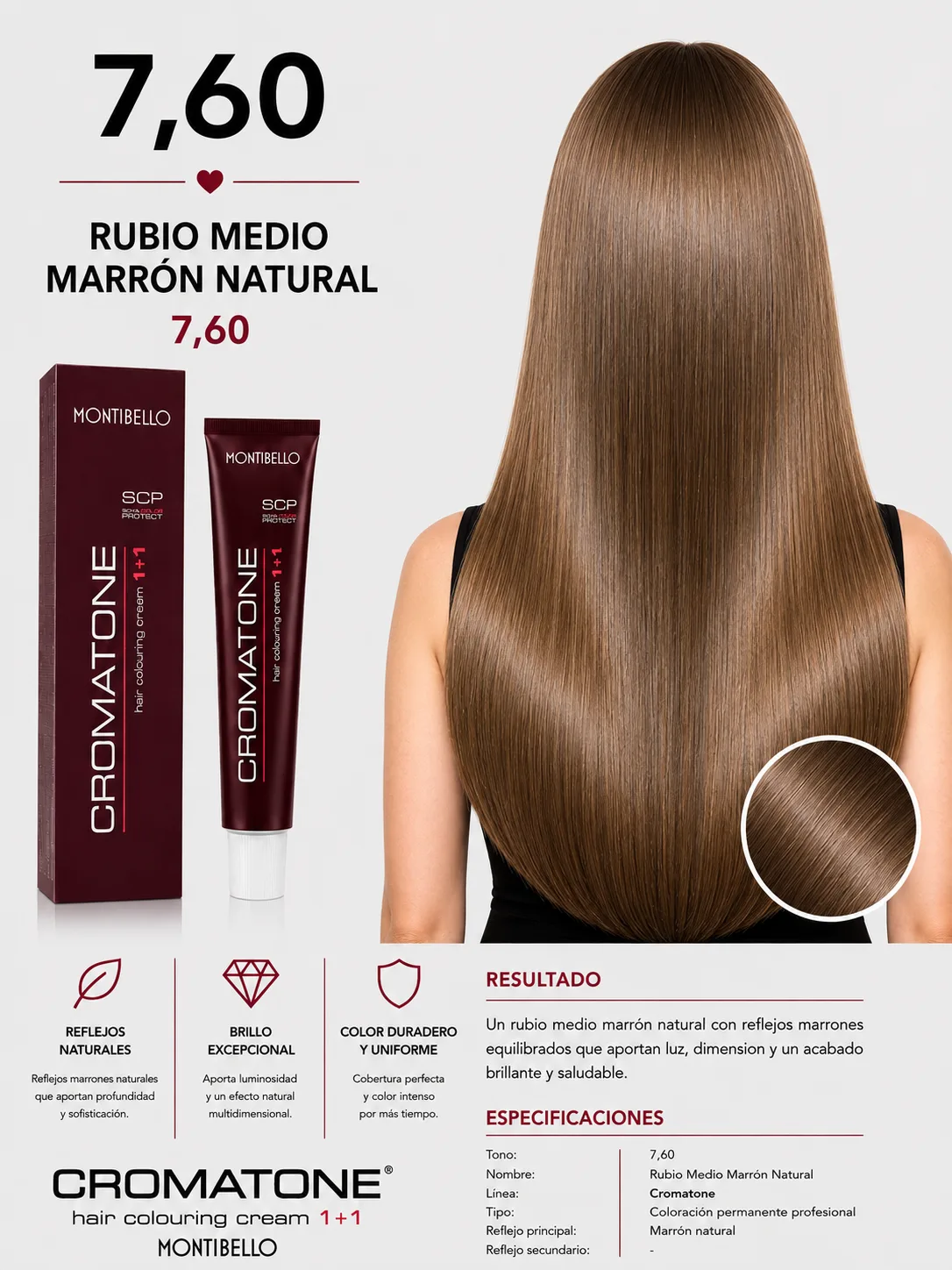 Cromatone Montibello 7.60 Rubio Medio Marrón Natural
