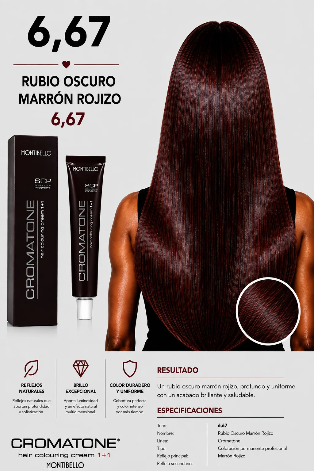 Cromatone Montibello 6,67 Rubio Oscuro Marrón Rojizo