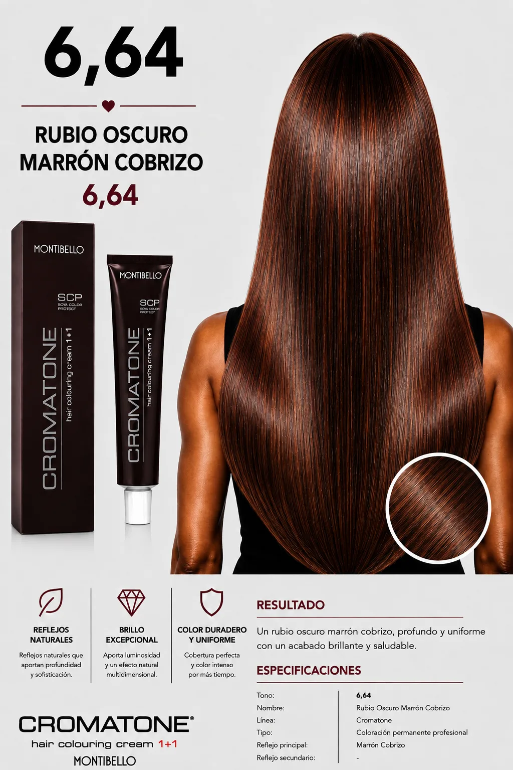 Cromatone Montibello 6,64 Rubio Oscuro Marrón Cobrizo