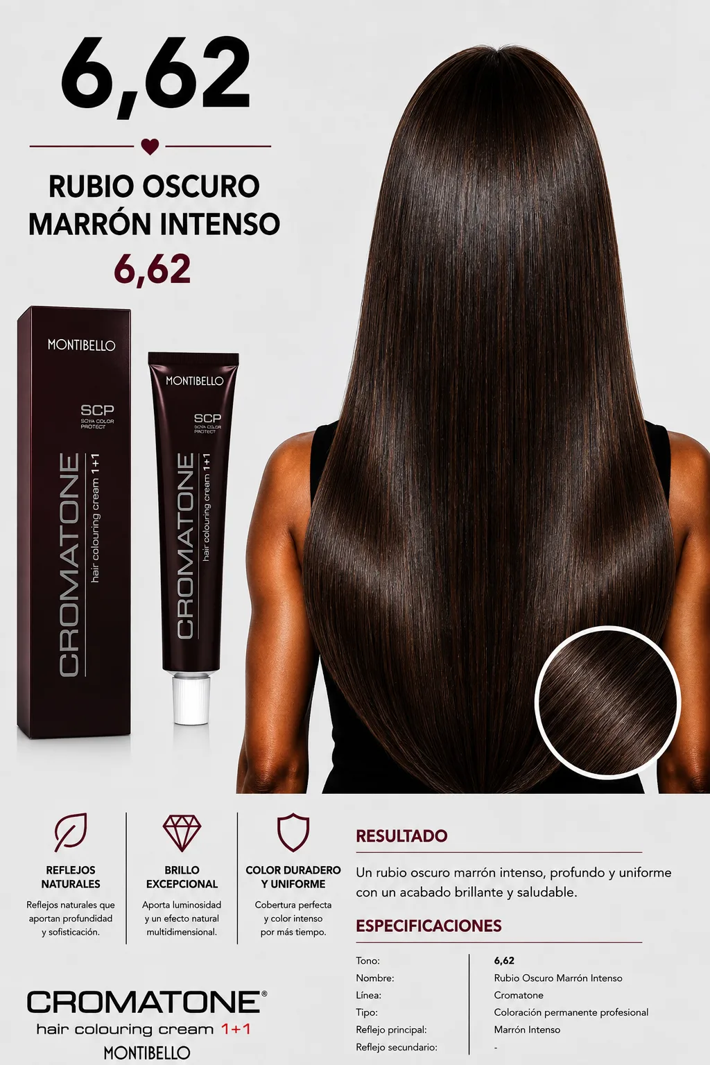 Cromatone Montibello 6.62 Rubio Oscuro Marrón Intenso