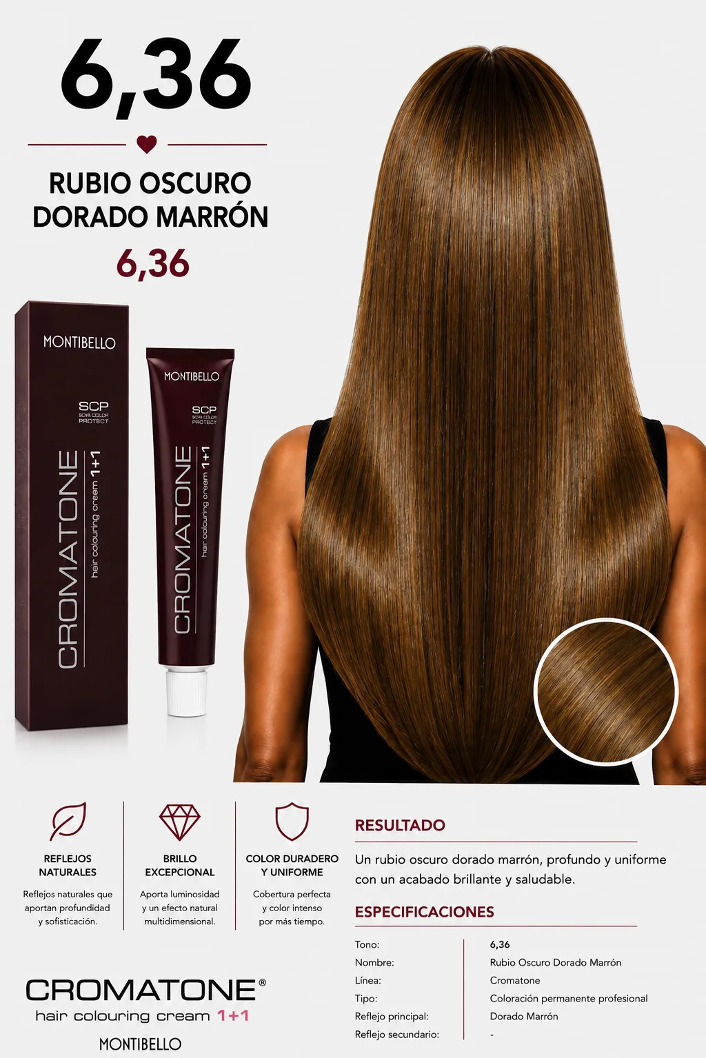 Cromatone Montibello 6.36 Rubio Oscuro Dorado Marrón