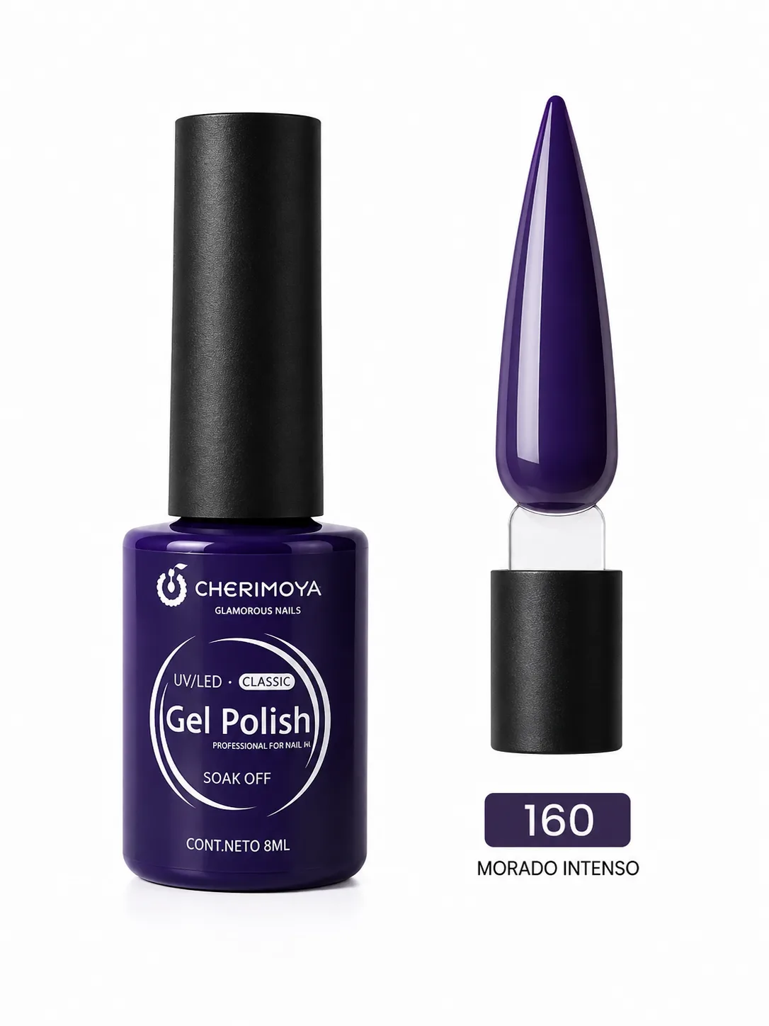 Esmalte Gel UV/LED Cherimoya Tono 160 Morado Intenso 8 ml