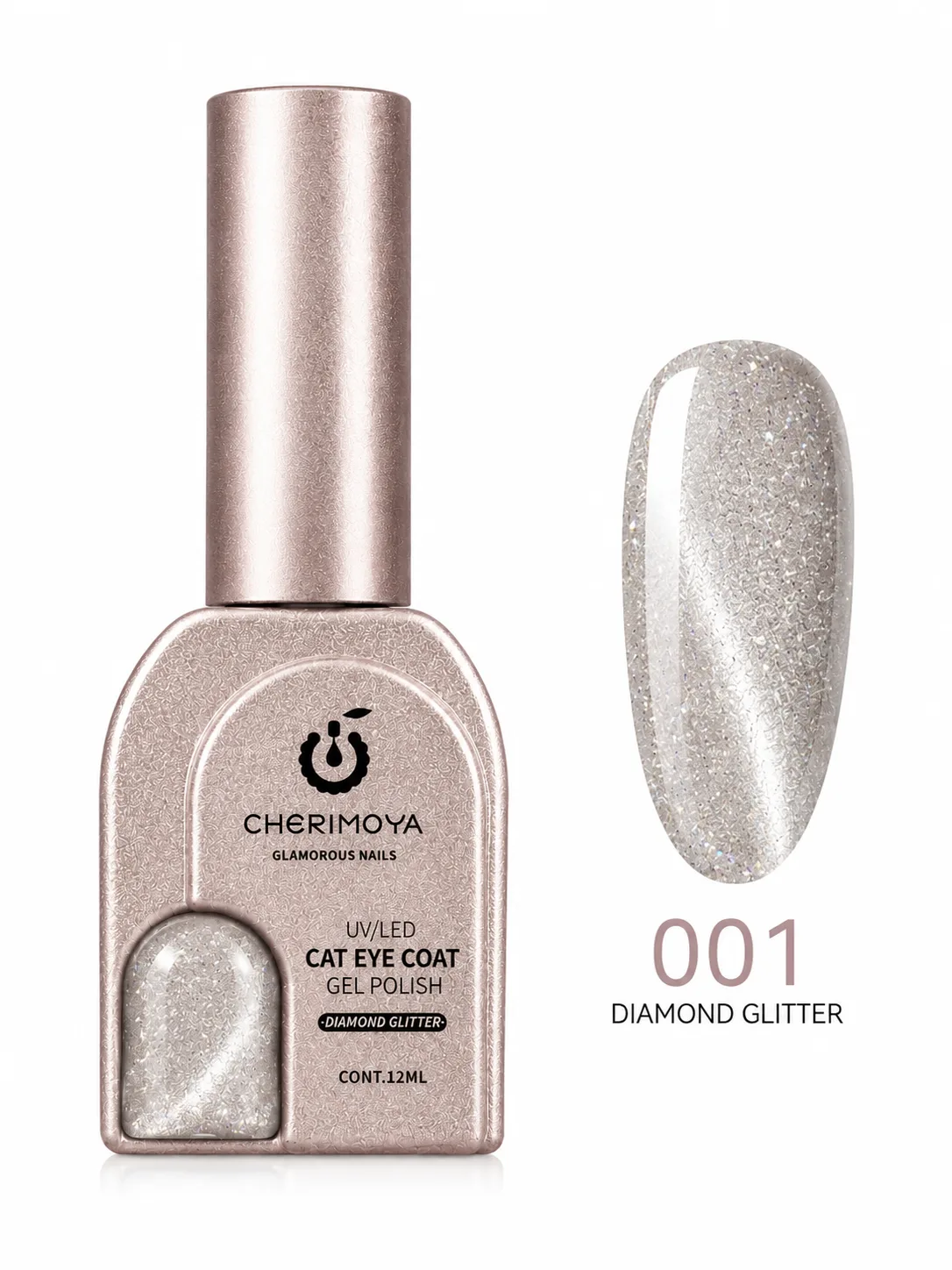 Cherimoya Cat Eye Coat Gel Polish 001 Diamond Glitter 12 ml