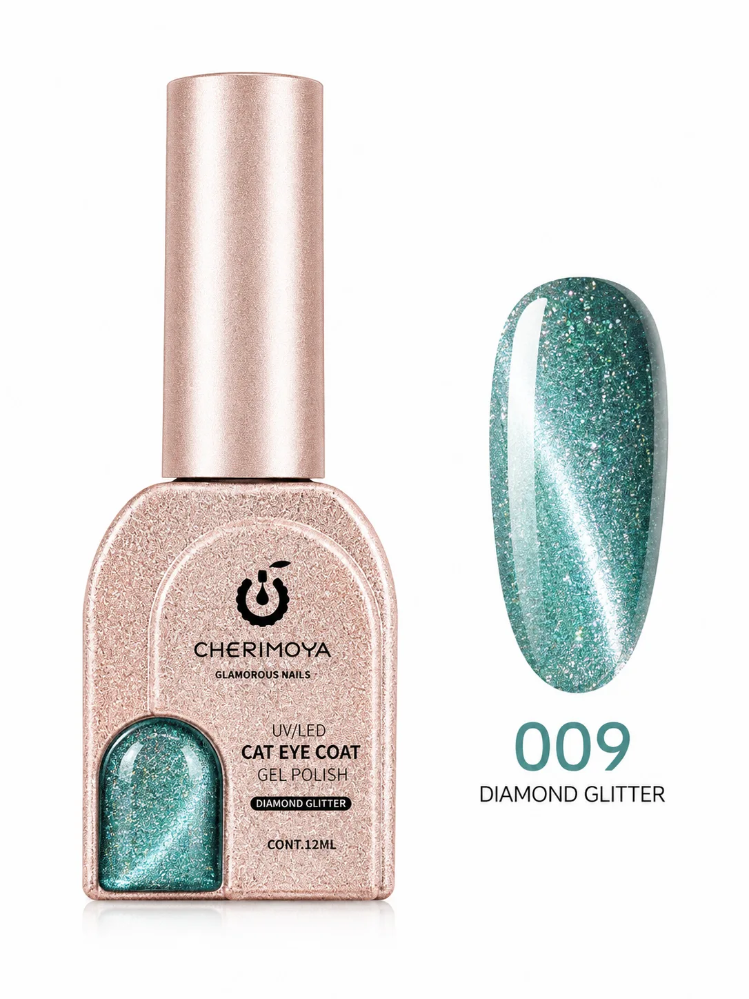 Cherimoya Cat Eye Coat Gel Polish 009 Diamond Glitter 12 ml