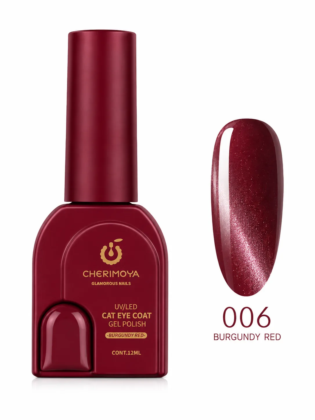 Cherimoya Cat Eye Gel Polish 006 Burgundy Red 12 ml | Esmalte UV/LED