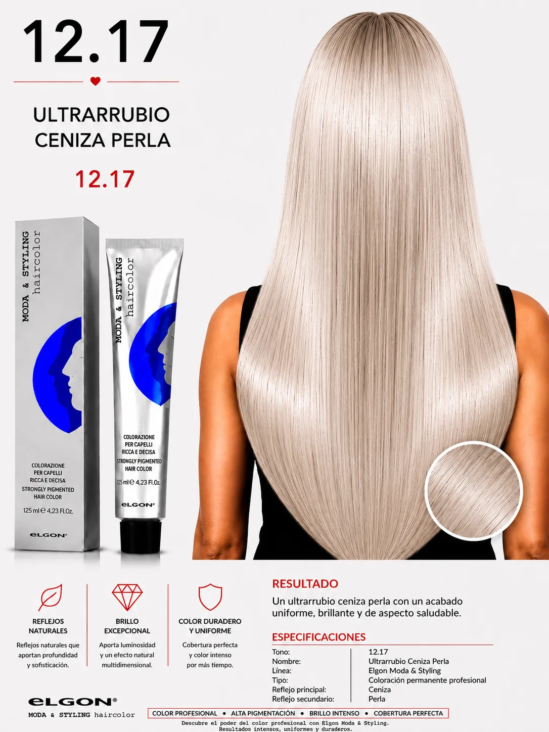 Elgon 12.17 Ultrarrubio Ceniza Perla | Tinte Profesional Permanente