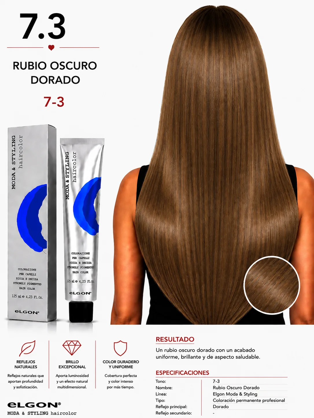 – Tinte Elgon Moda & Styling 7.3 Rubio Oscuro Dorado