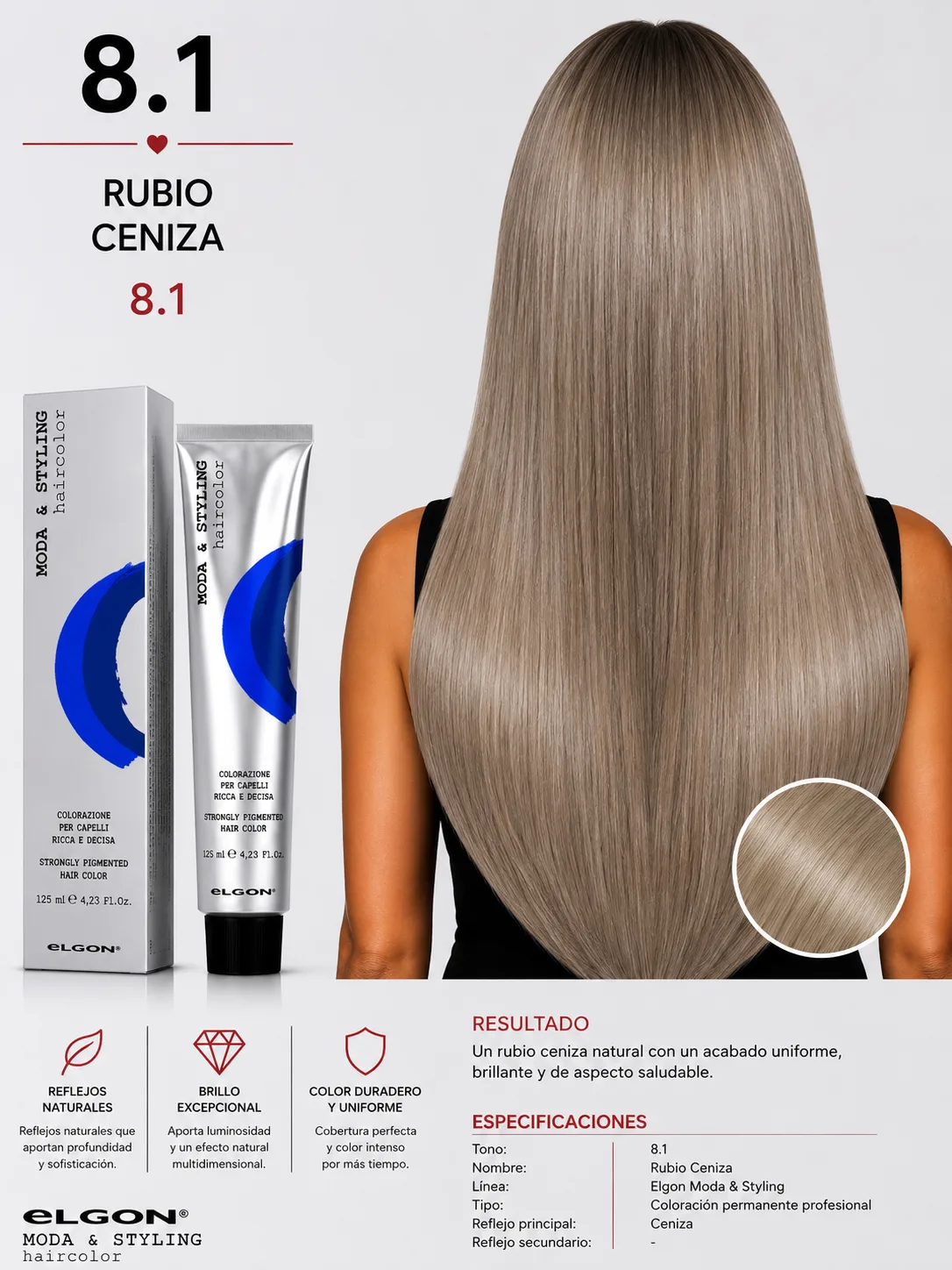 Elgon Moda & Styling 8.1 Rubio Claro Ceniza