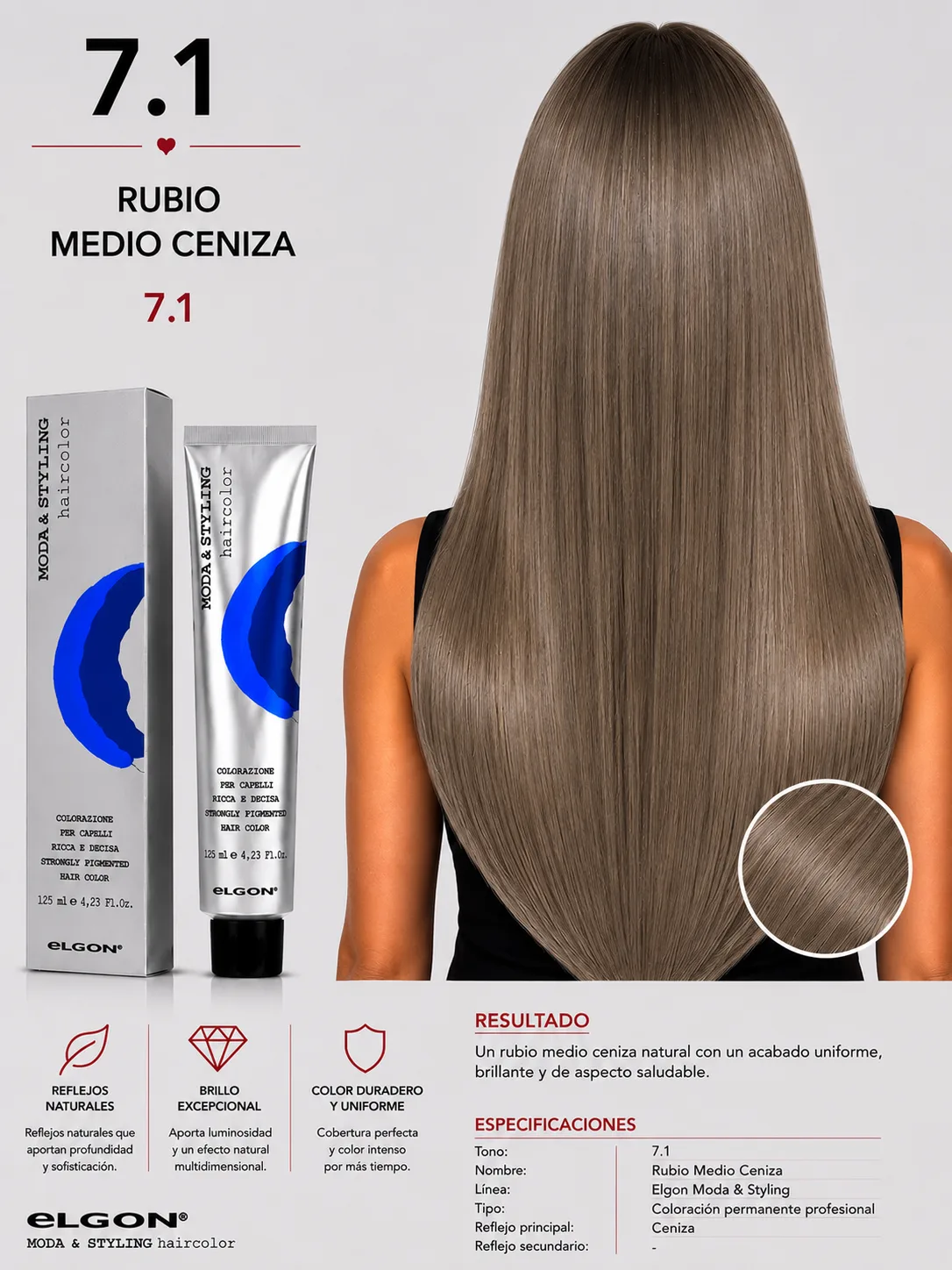 Elgon Moda & Styling 7.1 Rubio Medio Ceniza