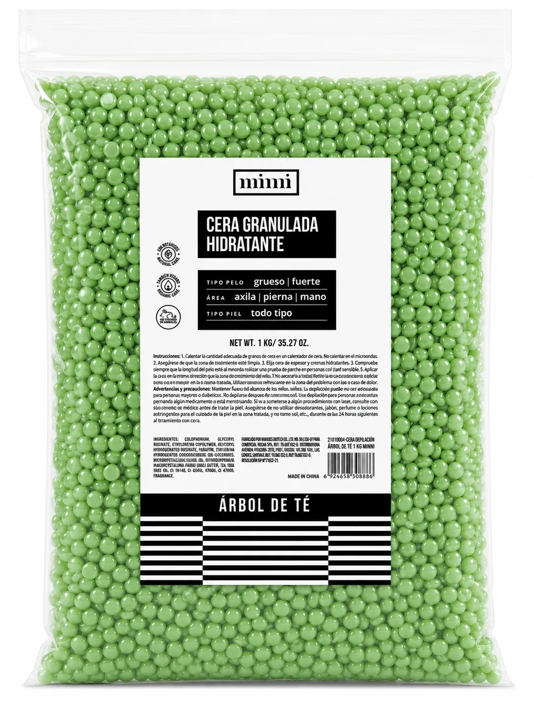 Cera Granulada Hidratante Árbol de Té 1 kg – Depilación Profesional