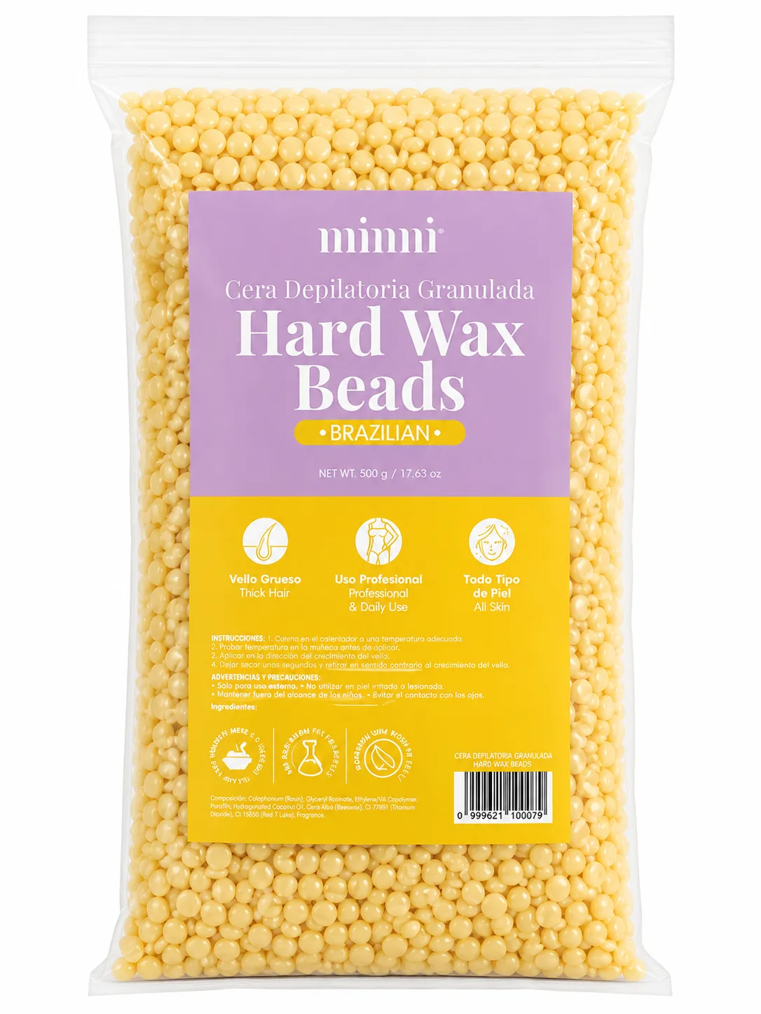 Cera Depilatoria Granulada Hard Wax Beads Brazilian 500 g – Minni