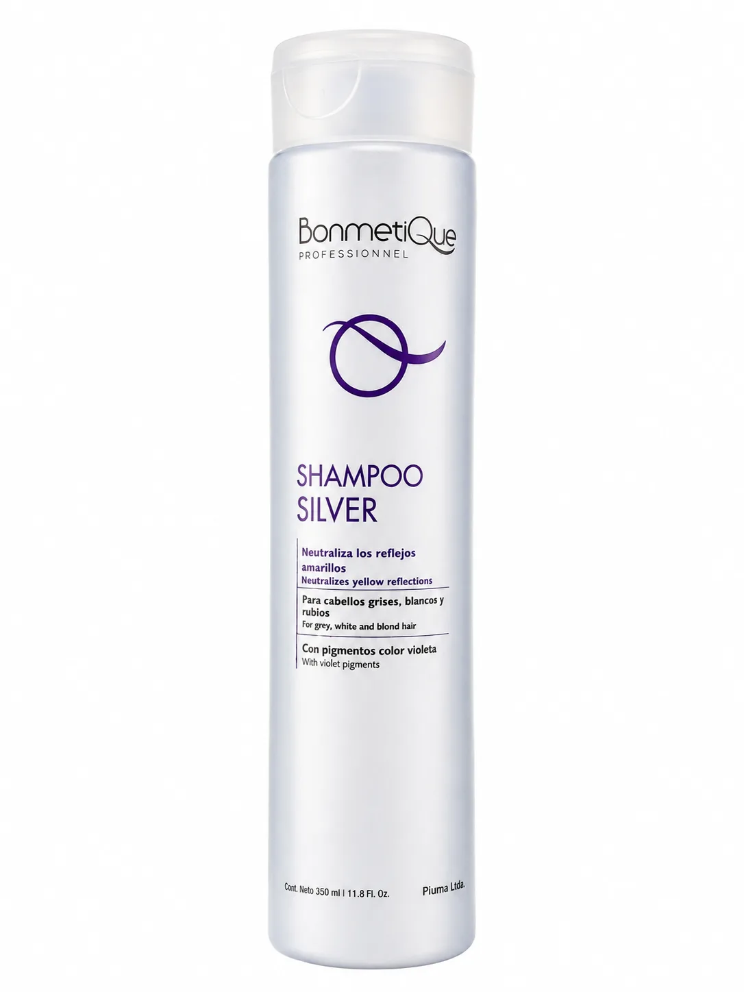 Shampoo Silver Bonmetique Professionnel 350 ml | Neutraliza reflejos amarillos | Cabello rubio, gris y blanco