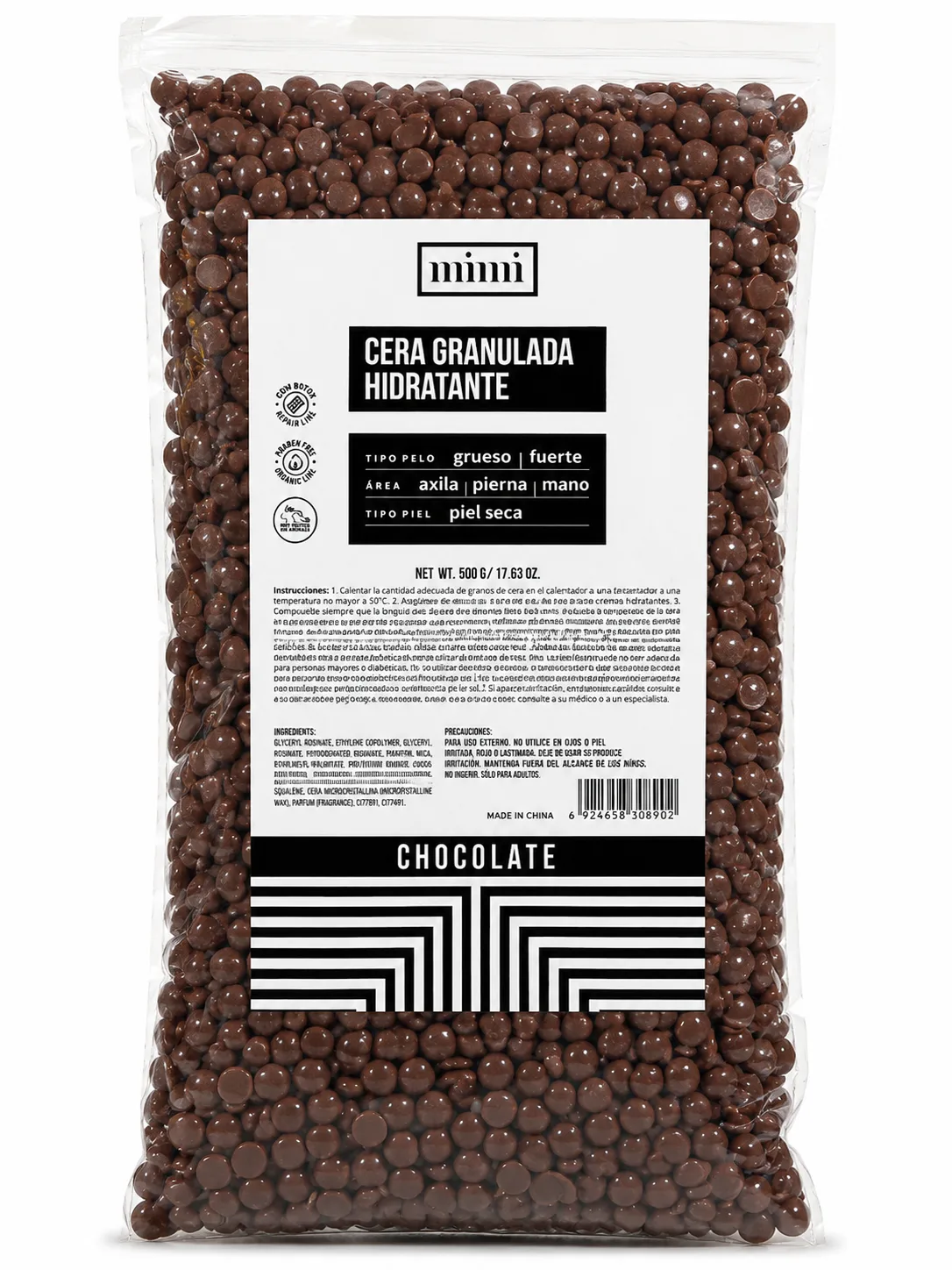 Cera Granulada Hidratante Chocolate 500 g – Depilación Profesional