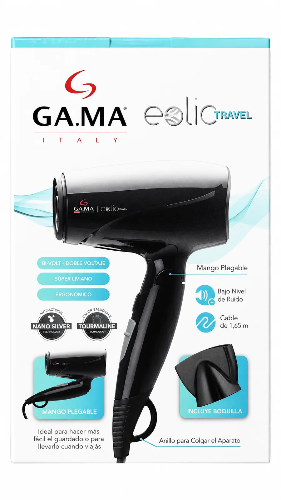 Secador de Pelo GAMA Italy Eolic Travel – Bi-Volt Plegable