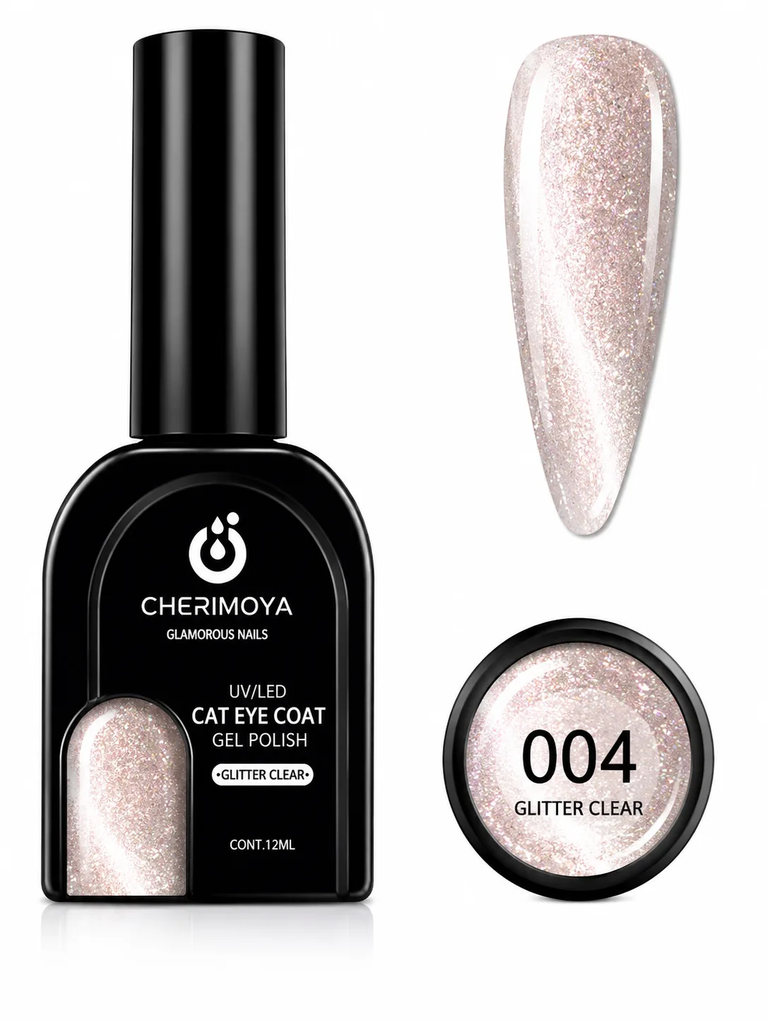 Cherimoya Cat Eye Coat Glitter Clear 004 – 12 ml