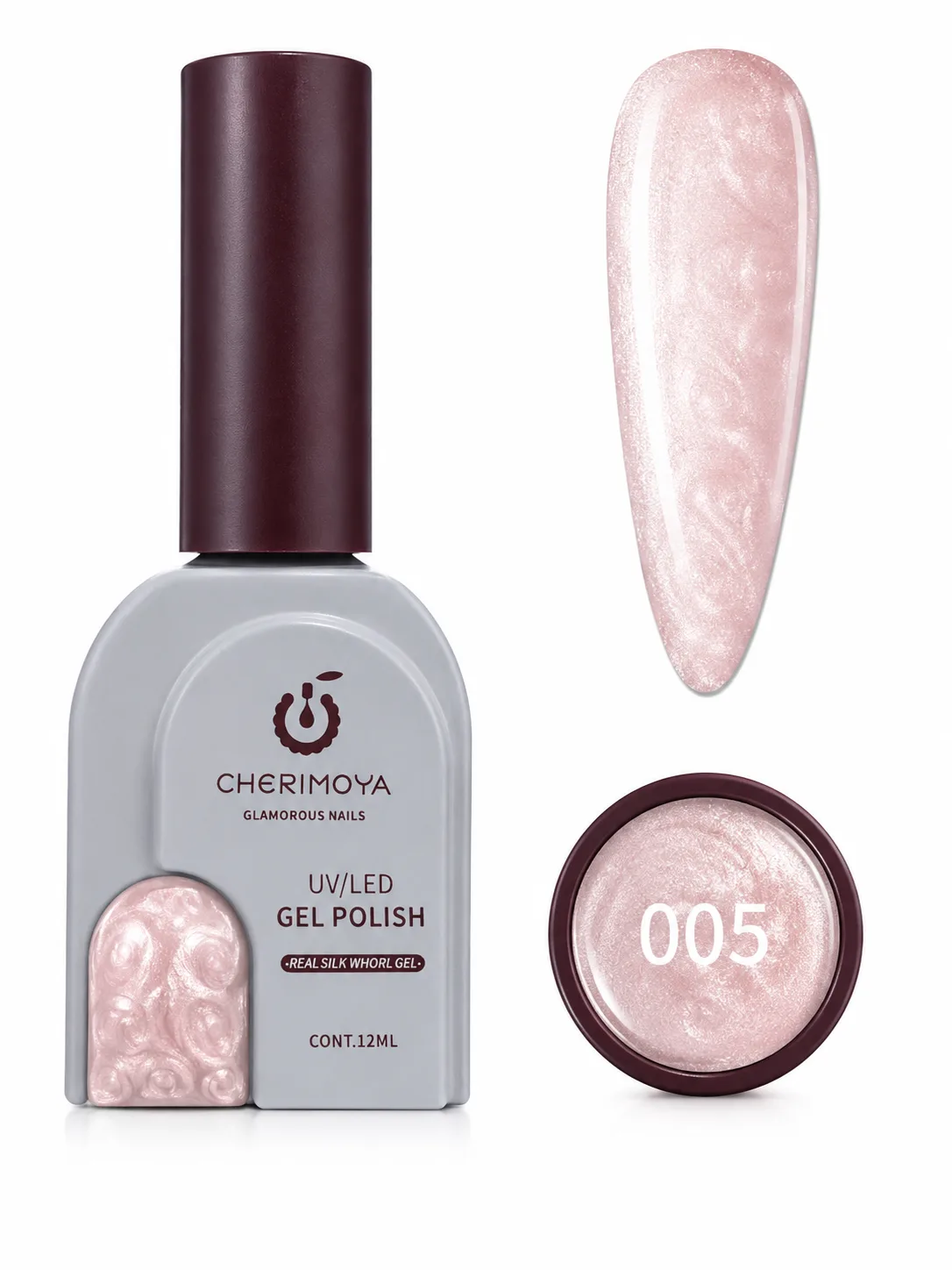 Cherimoya Real Silk Whorl Gel 005 – Rosa Perlado Nacarado Gel Polish 12ml