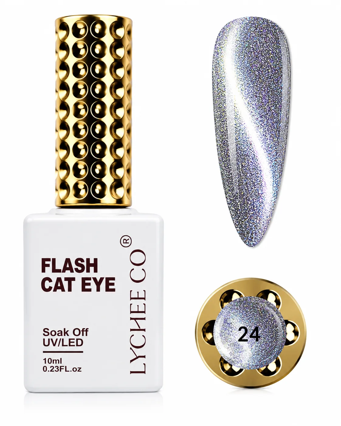 Flash Cat Eye LYCHEECO N°24 – Plata Holográfico