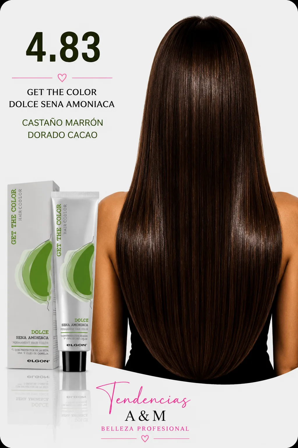 Tintura Get The Color Dolce Sin Amoníaco 4.83 Castaño Marrón Dorado Cacao