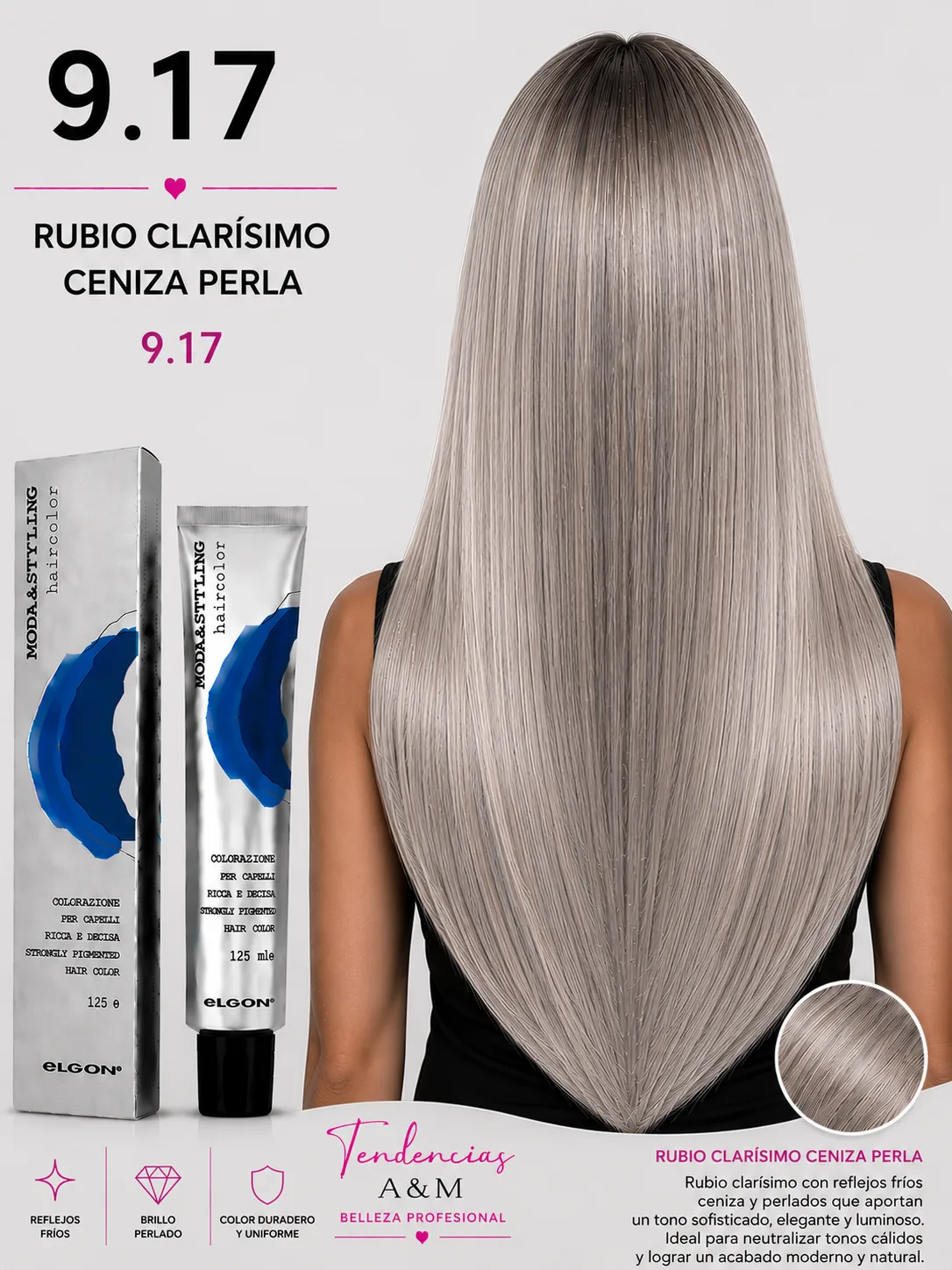 Elgon Moda & Styling 9.17 Rubio Clarísimo Ceniza Perla