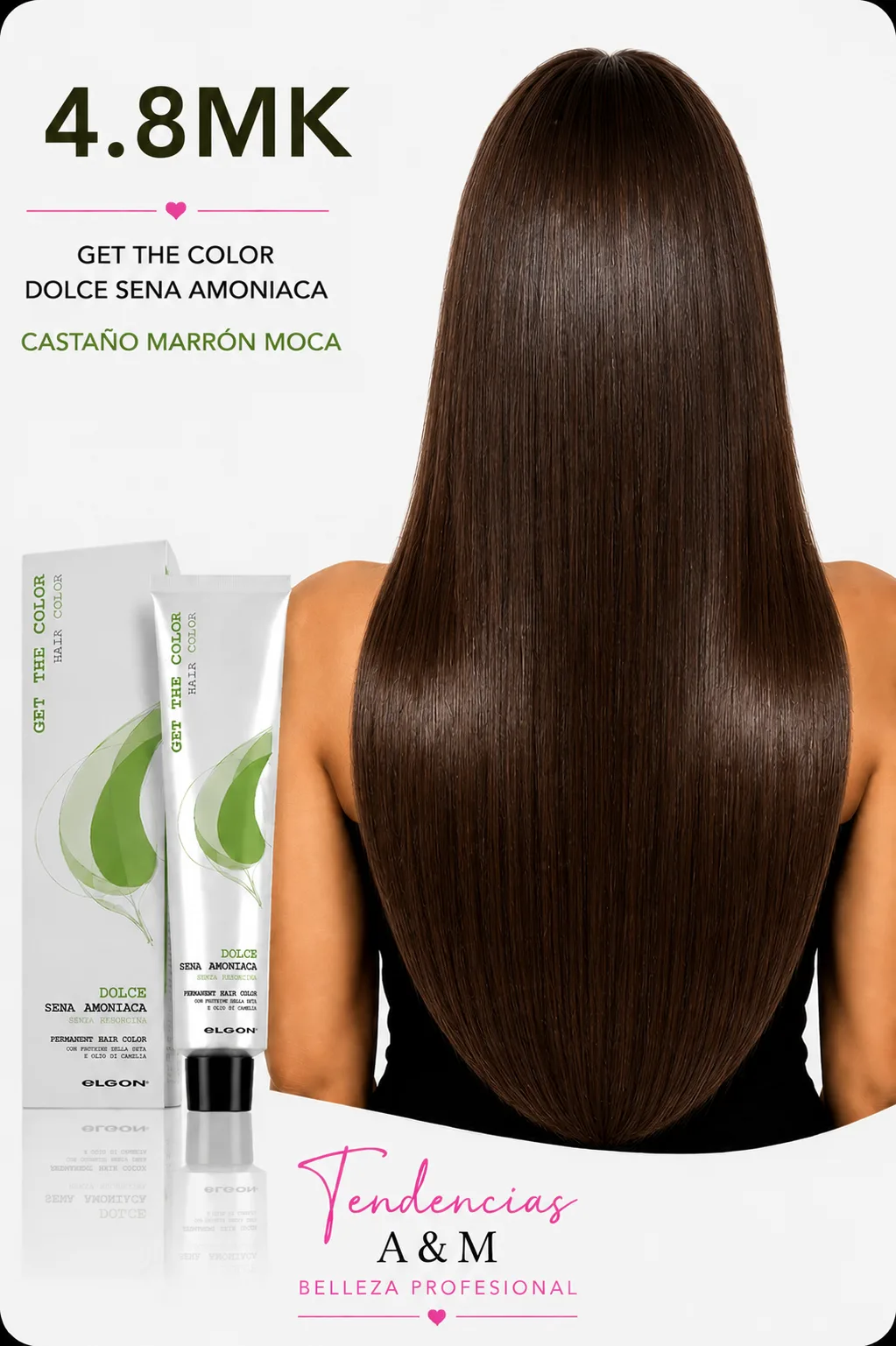 Tintura Get The Color Dolce Sin Amoníaco 4.8MK Castaño Marrón Moca