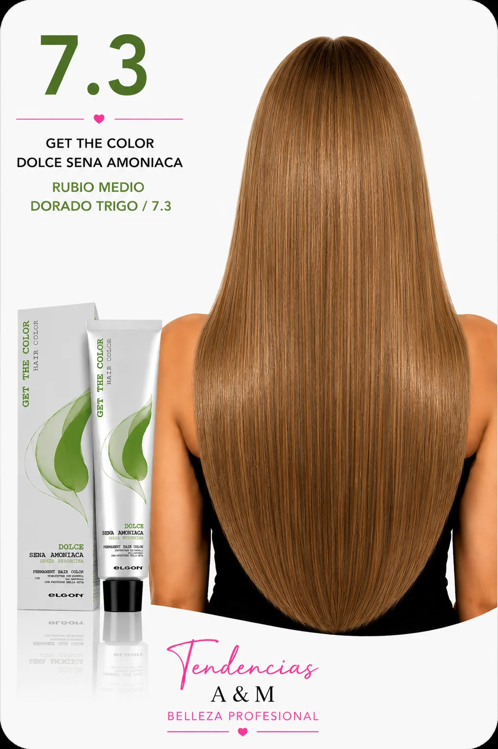 Tintura Get The Color Dolce Sin Amoníaco 7.3 Rubio Medio Dorado Trigo – Elgon