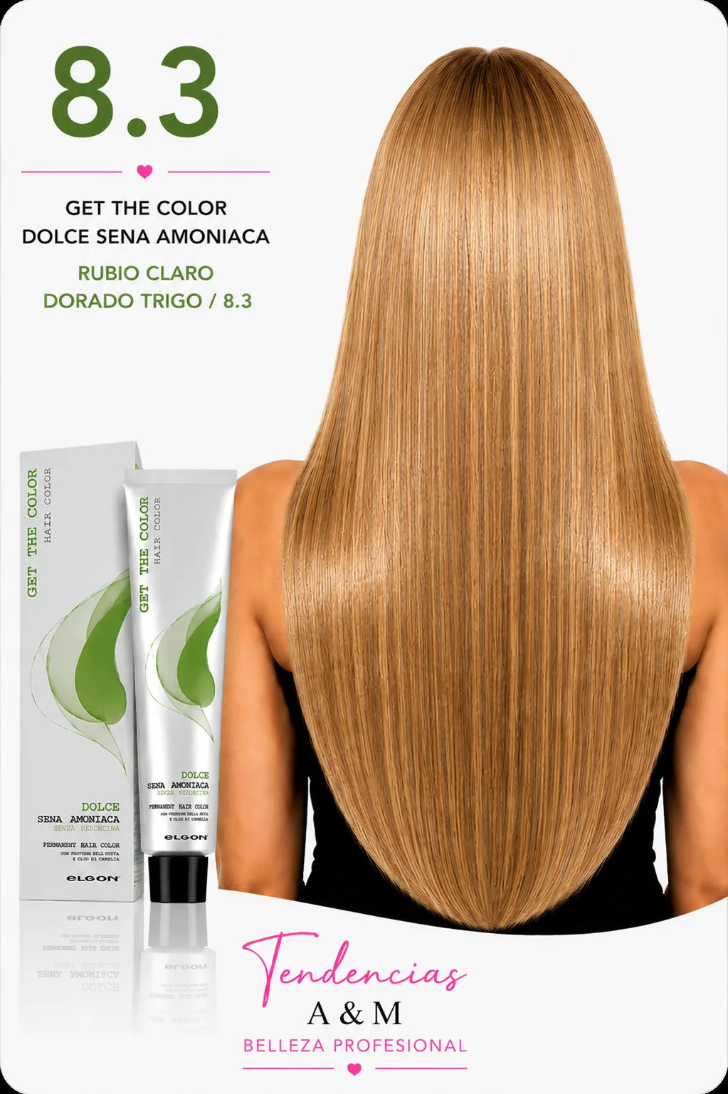 Tintura Get The Color Dolce Sin Amoníaco 8.3 Rubio Claro Dorado Trigo – Elgon
