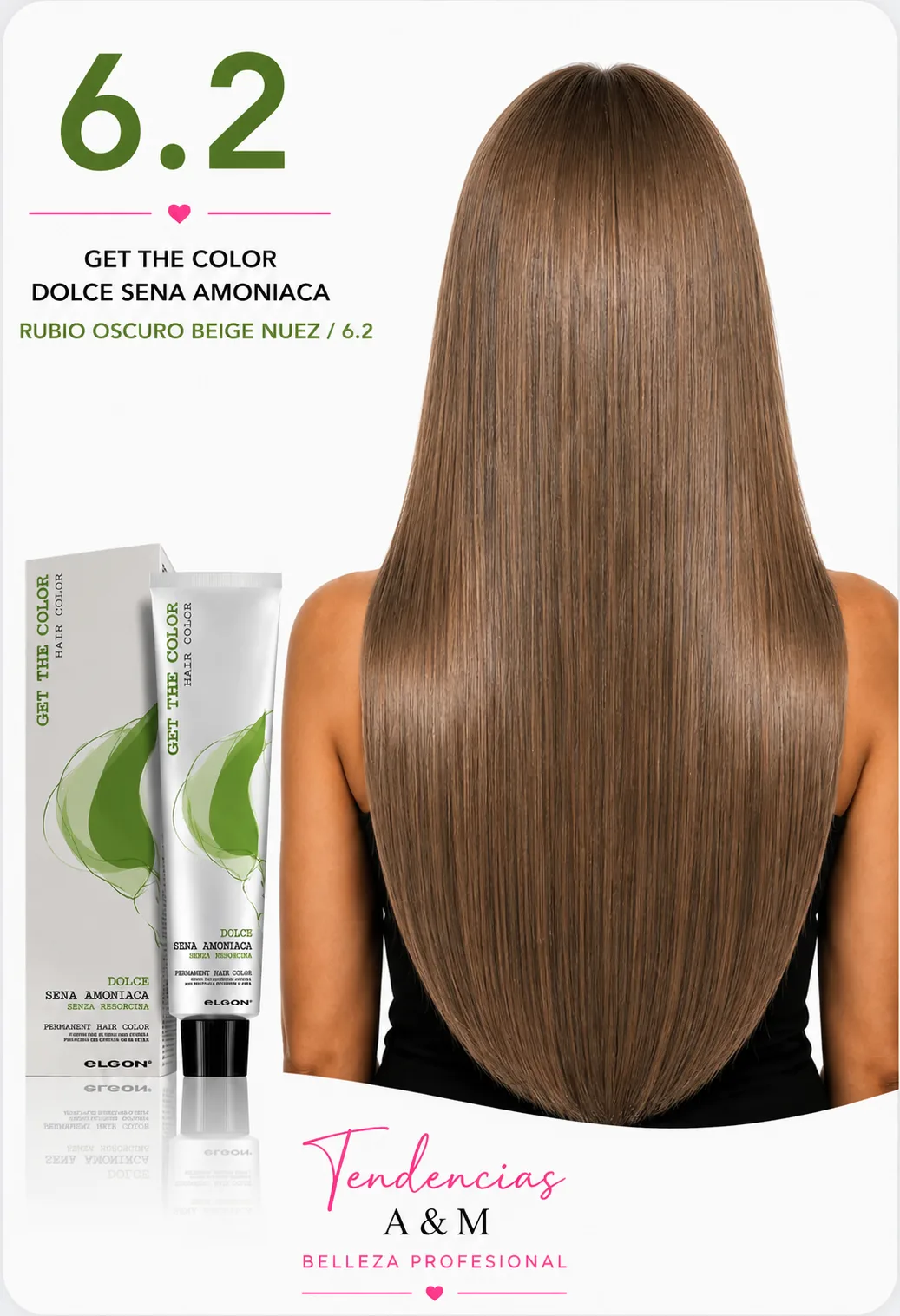 Tintura Get The Color Dolce Sin Amoníaco 6.2 Rubio Oscuro Beige Nuez