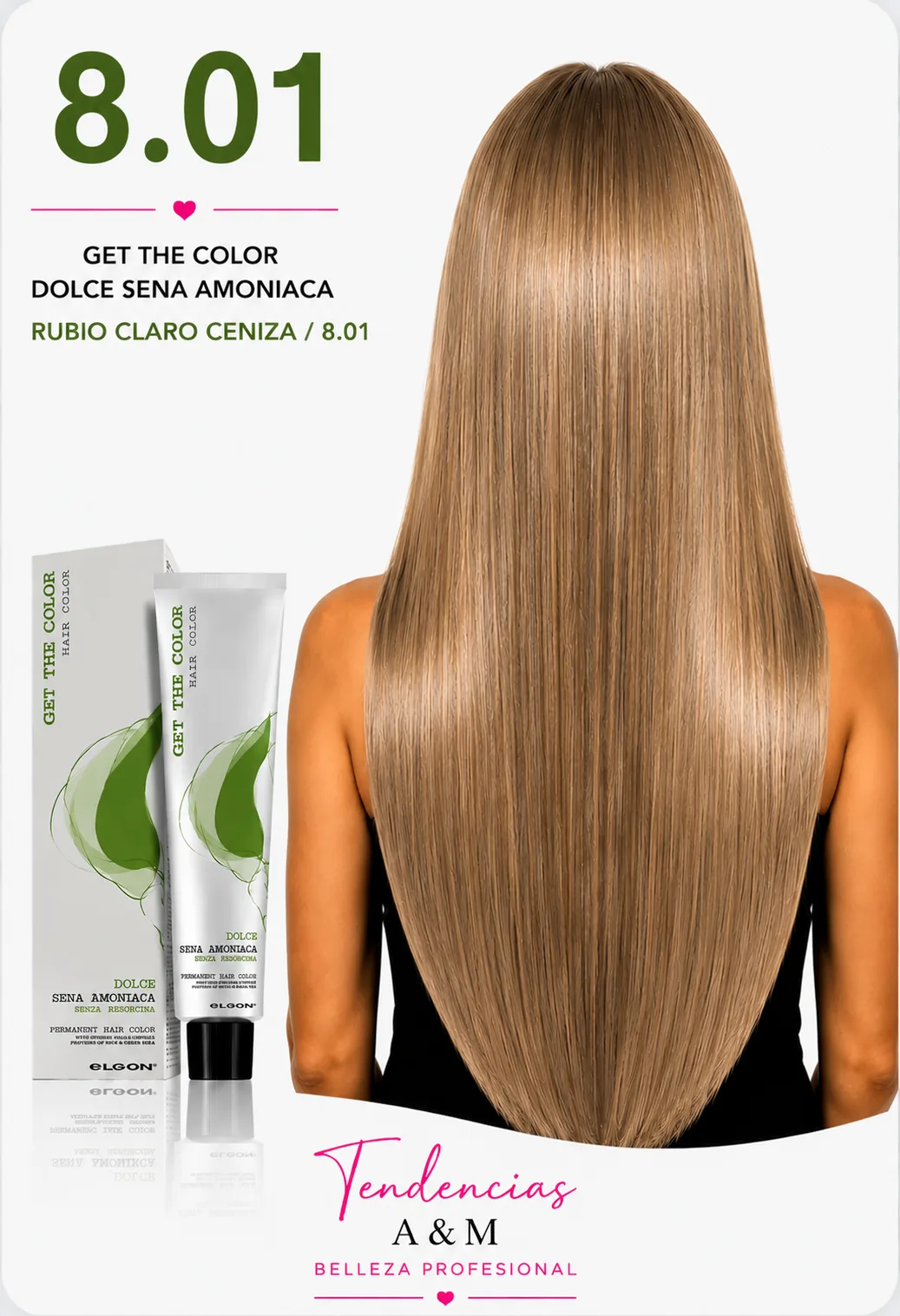 Tintura Get The Color Dolce Sin Amoníaco 8.01 Rubio Claro Ceniza Mate