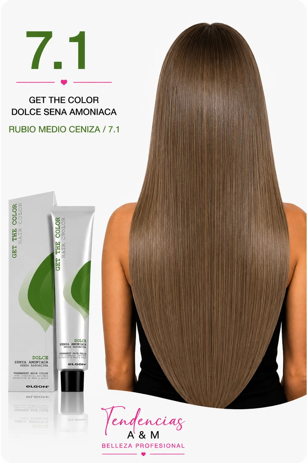 Tintura Get The Color Dolce Sin Amoníaco 7.1 Rubio Medio Ceniza