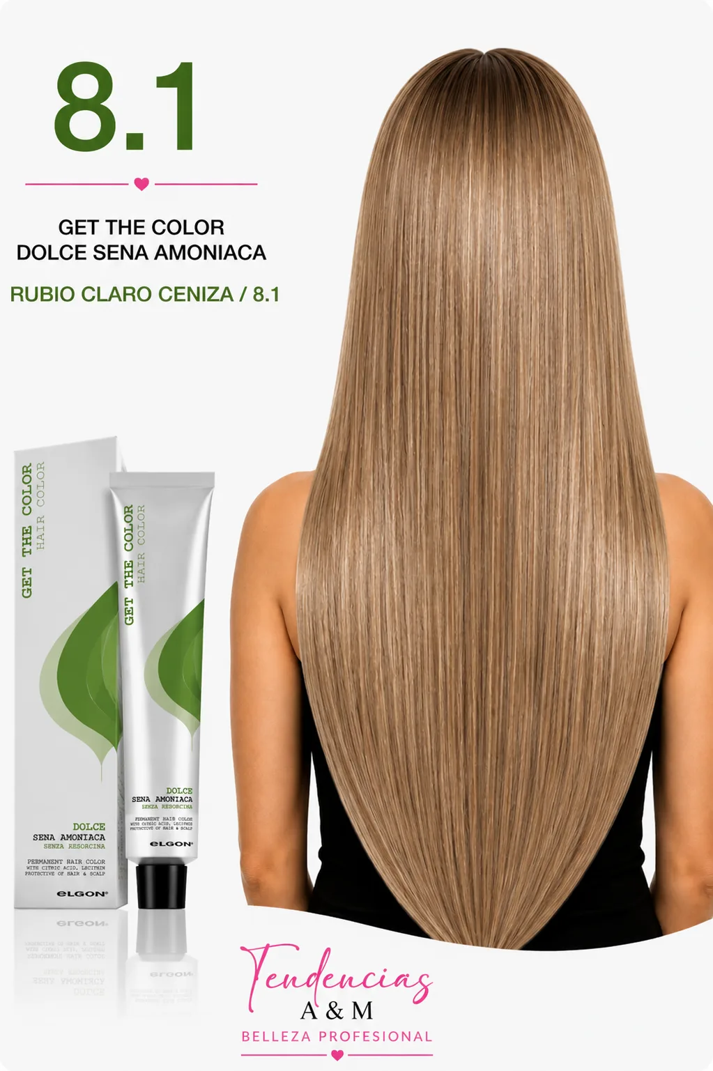 Tintura Get The Color Dolce Sin Amoníaco 8.1 Rubio Claro Ceniza