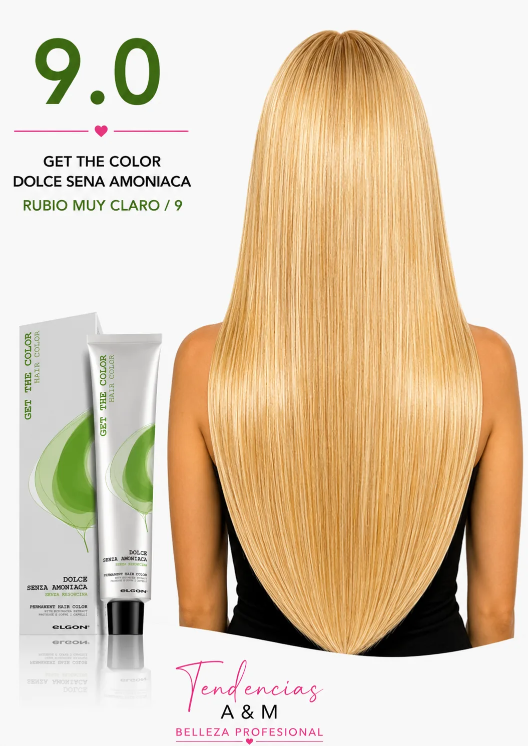 Tintura Get The Color Dolce Sin Amoníaco 9.0 Rubio Muy Claro