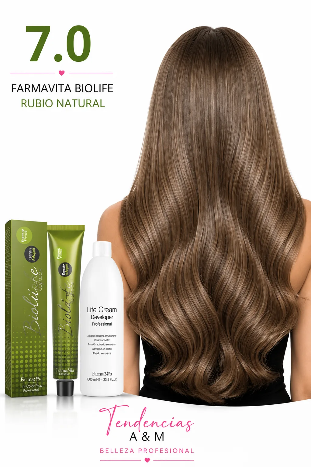 Rubio natural 7.0 tintura sin amoniaco farmavita